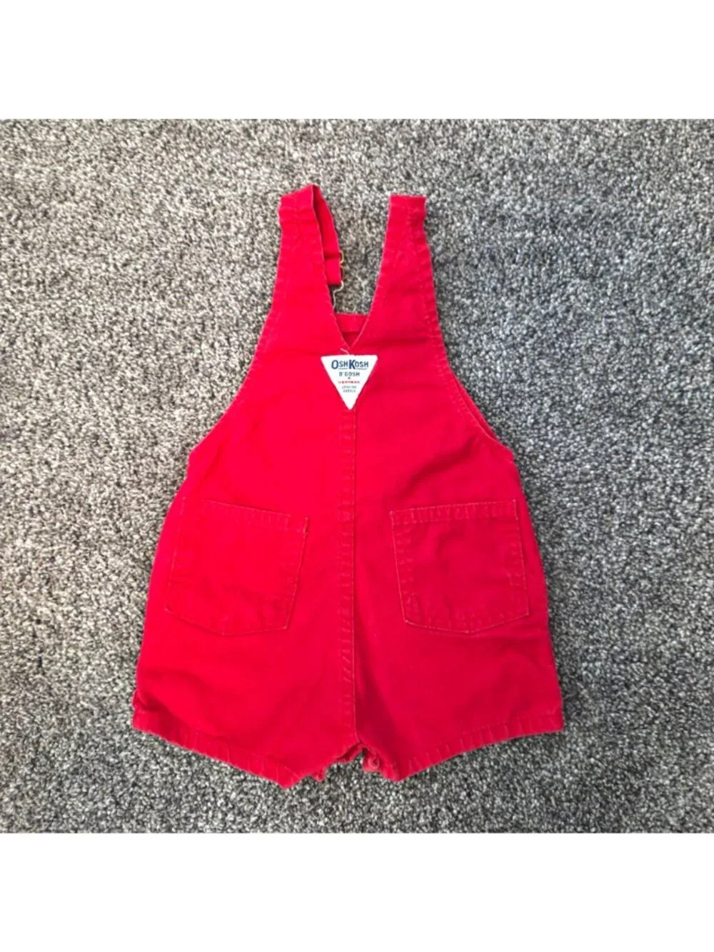 Vintage 1970s OshKosh B'gosh Red Vestbak Short Overalls 18M USA Paper Tag